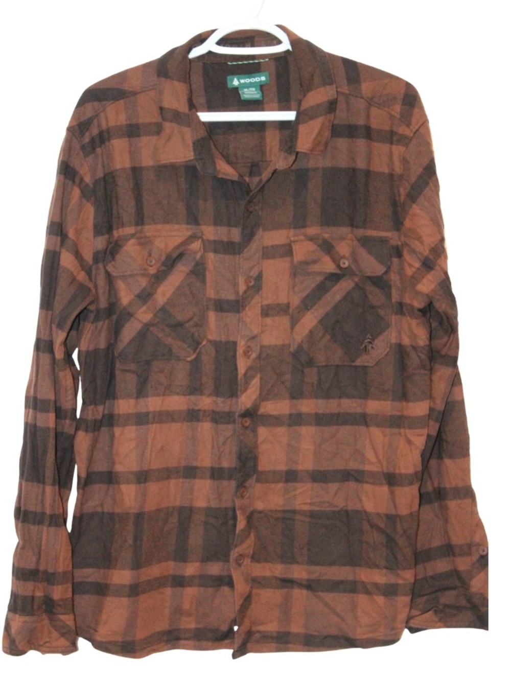 Woods Brown Toned Plaid Button Up Shirt Size XL